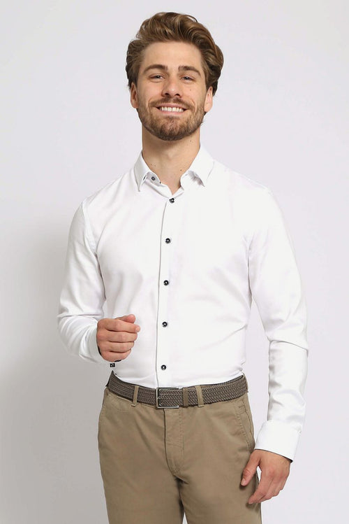 Suitable overhemd pique wit 267-1 | Slim-fit