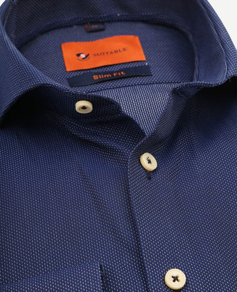 Suitable overhemd point donkerblauw | Slim-fit