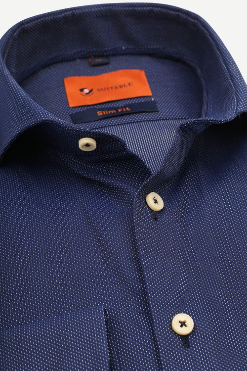 Suitable overhemd point donkerblauw | Slim-fit