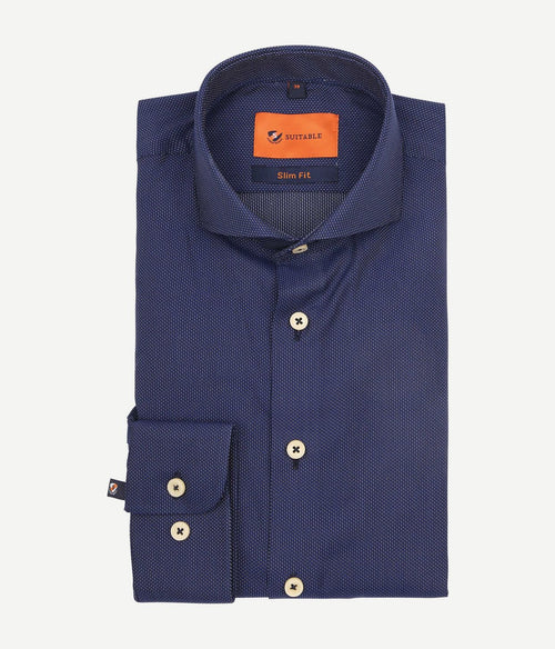 Suitable overhemd point donkerblauw | Slim-fit