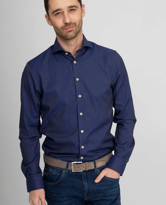 Suitable overhemd point donkerblauw | Slim-fit