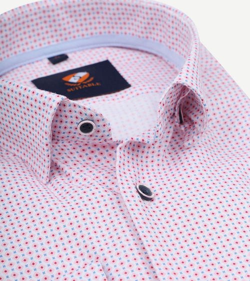Suitable overhemd print roze | Slim-fit