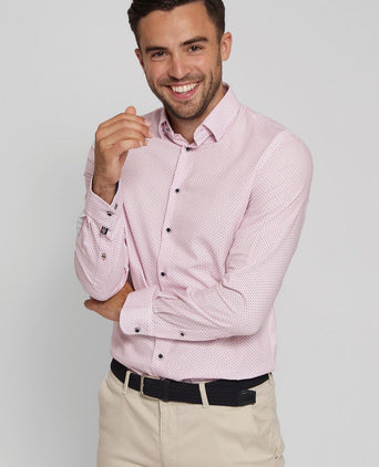 Suitable overhemd print roze | Slim-fit