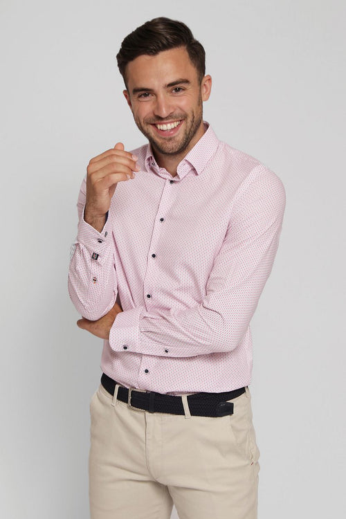 Suitable overhemd print roze | Slim-fit