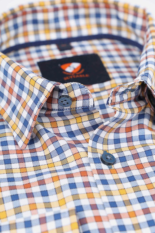 Suitable overhemd rood gele ruiten | Slim-fit