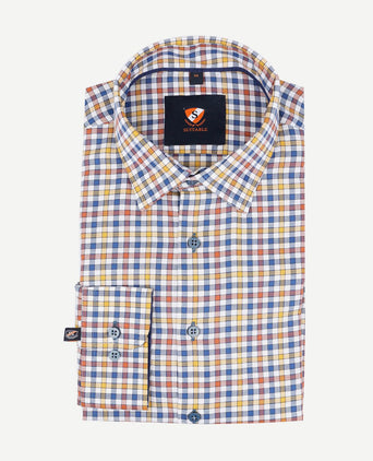 Suitable overhemd rood gele ruiten | Slim-fit