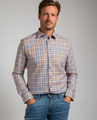 Suitable overhemd rood gele ruiten | Slim-fit