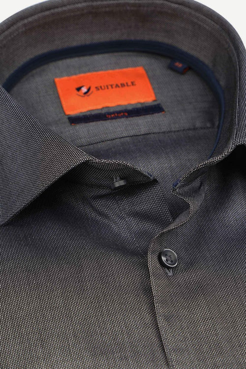 Suitable overhemd roy Oxford antraciet | Slim-fit