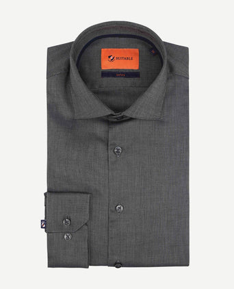 Suitable overhemd roy Oxford antraciet | Slim-fit
