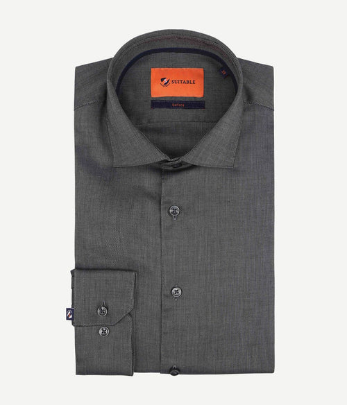 Suitable overhemd roy Oxford antraciet | Slim-fit