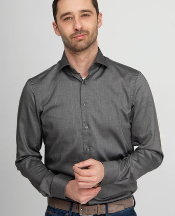Suitable overhemd roy Oxford antraciet | Slim-fit