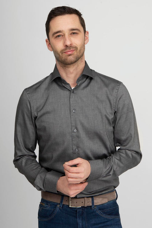 Suitable overhemd roy Oxford antraciet | Slim-fit