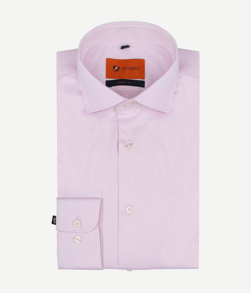 Suitable overhemd roze skinny fit