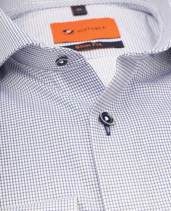 Suitable overhemd ruiten donkerblauw | Slim-fit