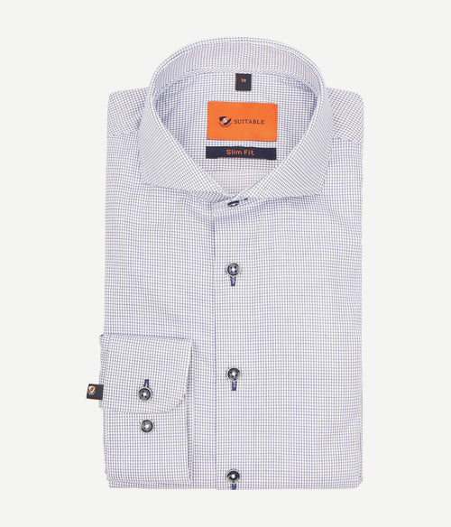 Suitable overhemd ruiten donkerblauw | Slim-fit