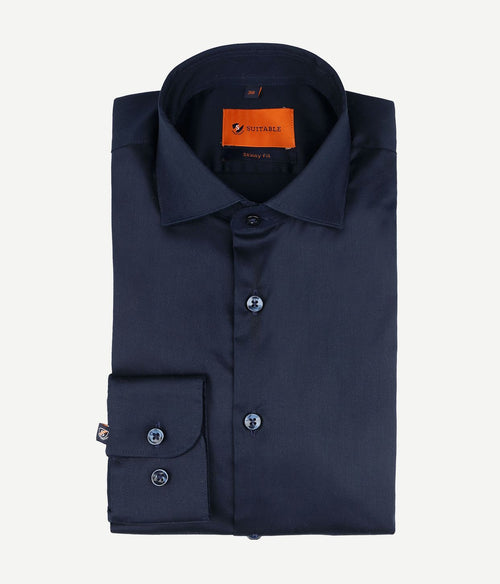 Suitable overhemd skinny fit donkerblauw 241-1