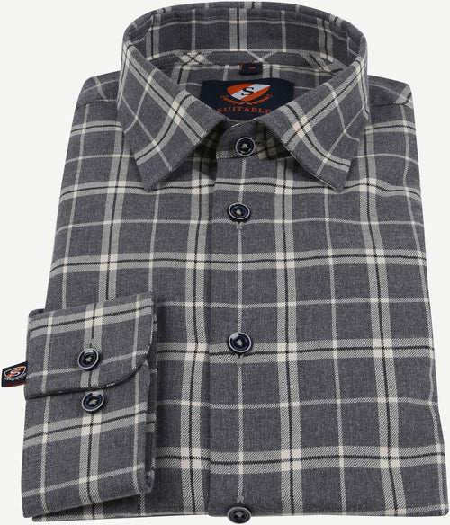 Suitable overhemd smart ruit grijs