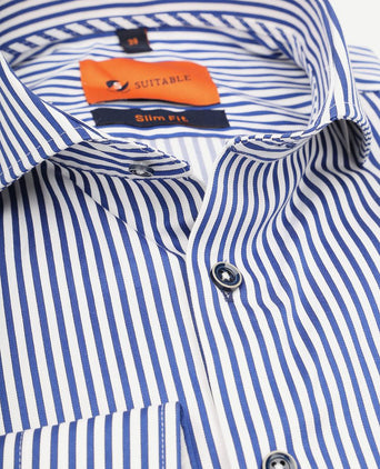 Suitable overhemd streep blauw | Slim-fit