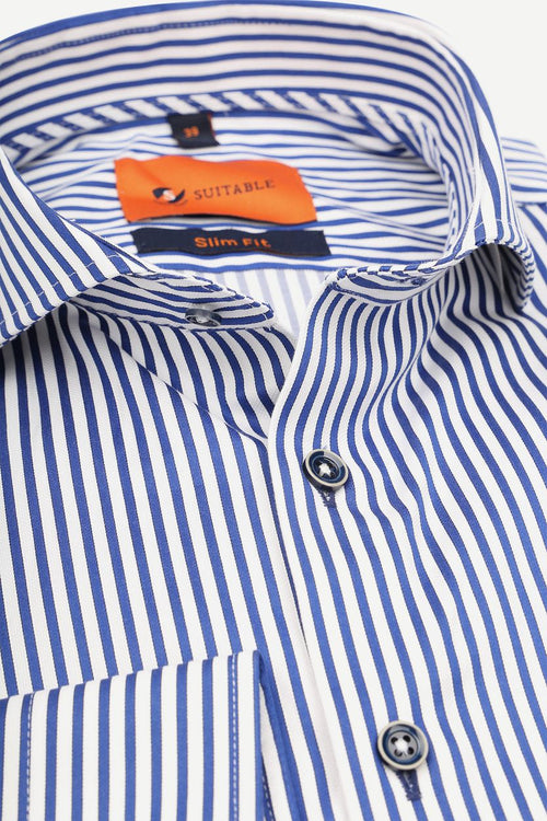 Suitable overhemd streep blauw | Slim-fit