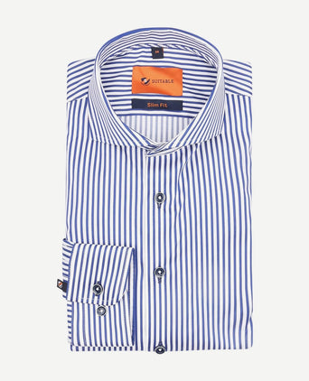 Suitable overhemd streep blauw | Slim-fit