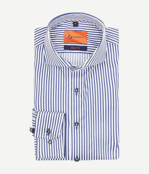 Suitable overhemd streep blauw | Slim-fit