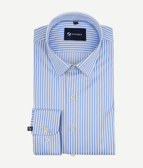 Suitable overhemd streep blauw | Slim-fit