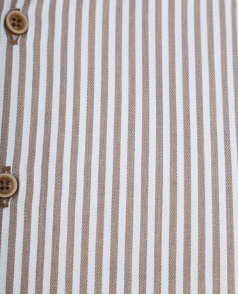 Suitable overhemd streep bruin | Slim-fit