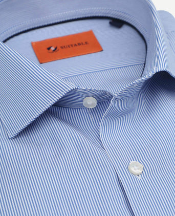 Suitable overhemd strepen blauw | Slim-fit