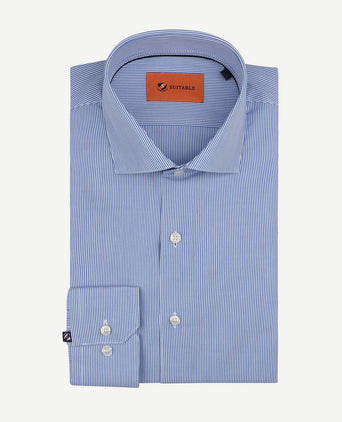 Suitable overhemd strepen blauw | Slim-fit