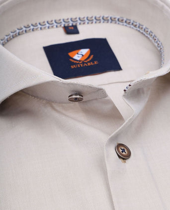 Suitable overhemd twill beige | Slim-fit