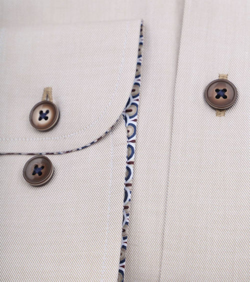 Suitable overhemd twill beige | Slim-fit