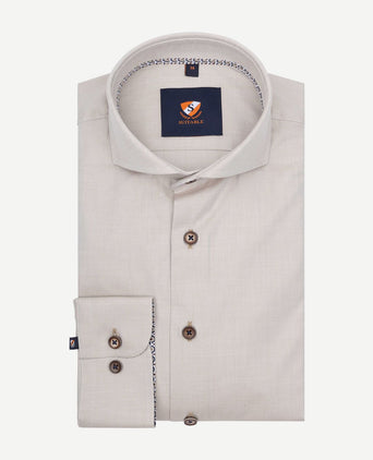 Suitable overhemd twill beige | Slim-fit