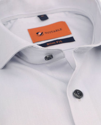 Suitable overhemd twill grijs | Slim-fit