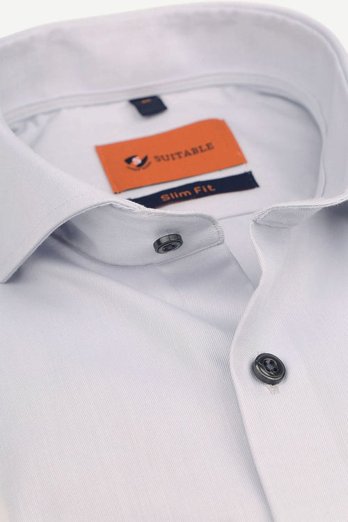 Suitable overhemd twill grijs | Slim-fit