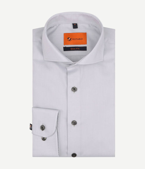 Suitable overhemd twill grijs | Slim-fit