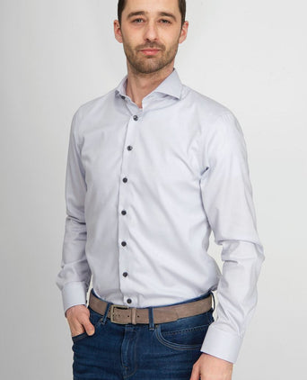 Suitable overhemd twill grijs | Slim-fit