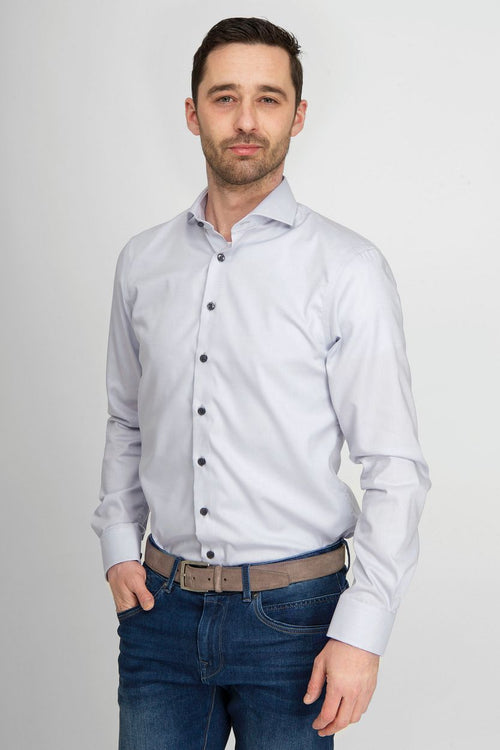Suitable overhemd twill grijs | Slim-fit