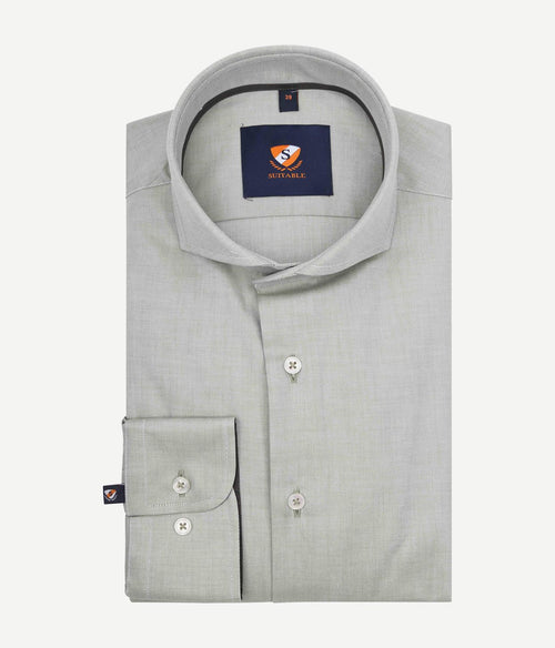 Suitable overhemd twill lichtgroen | Slim-fit
