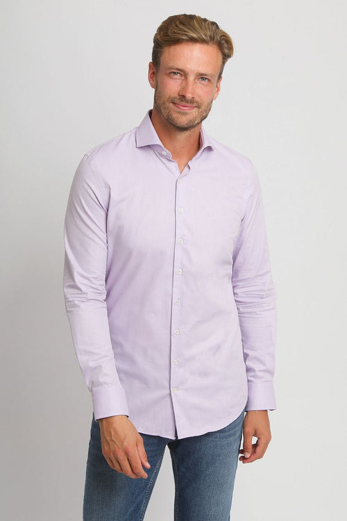 Suitable overhemd twill paars | Slim-fit