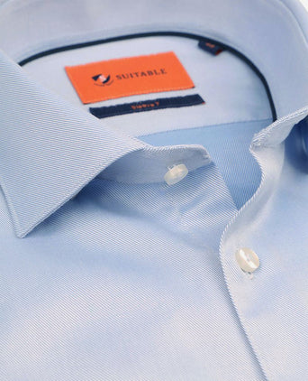 Suitable overhemd twill sleeve 7 lichtblauw