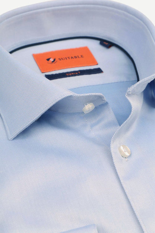 Suitable overhemd twill sleeve 7 lichtblauw