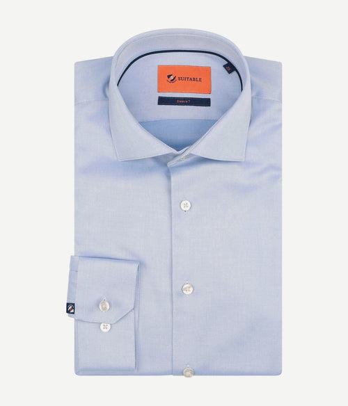 Suitable overhemd twill sleeve 7 lichtblauw
