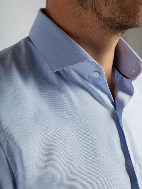 Suitable overhemd twill sleeve 7 lichtblauw