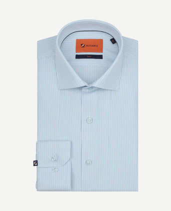 Overhemd twill streep lichtblauw