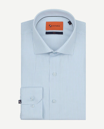 Overhemd twill streep lichtblauw