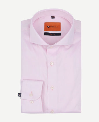 Suitable overhemd twill stretch roze | Slim-fit