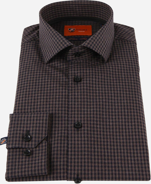 Suitable overhemd vichy ruit bruin