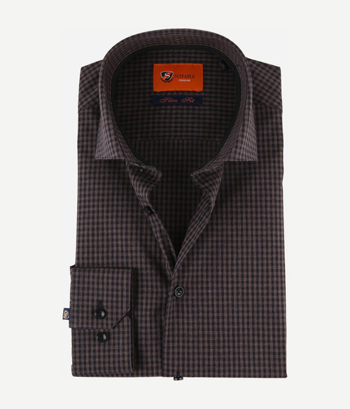Suitable overhemd vichy ruit bruin