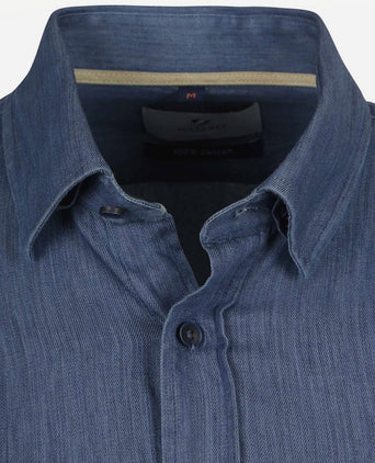 Suitable overhemd washed donkerblauw | Slim-fit