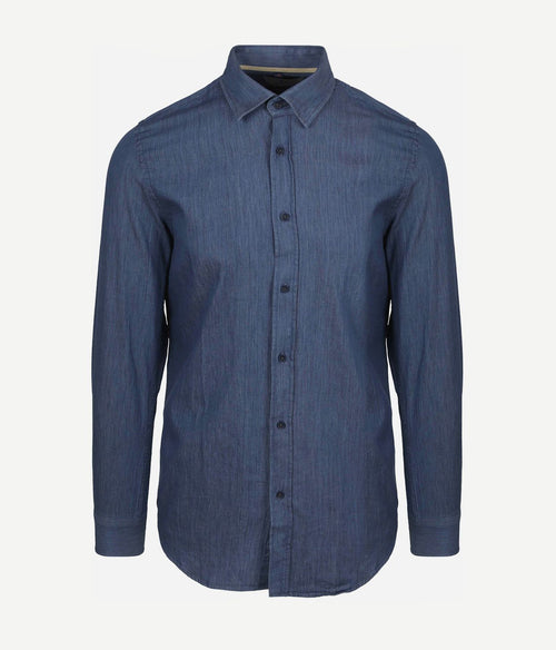 Suitable overhemd washed donkerblauw | Slim-fit